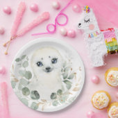 Assiettes En Carton Phoque d'hiver Vert verdure Gold Wreath Anniversai (Fête)