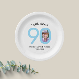 Assiettes En Carton Photo 90 ans Joyeux Anniversaire Fête