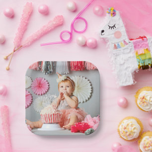 Assiettes En Carton Photo Anniversaire de enfant personnalisée