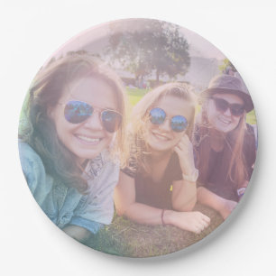 Assiettes En Carton Photo avec effet de superposition arc-en-ciel