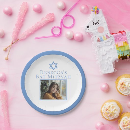 Assiettes En Carton Photo bat mitzvah Star bleue du parti David (Fête)