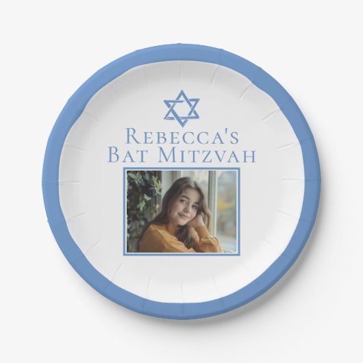 Assiettes En Carton Photo bat mitzvah Star bleue du parti David (Devant)