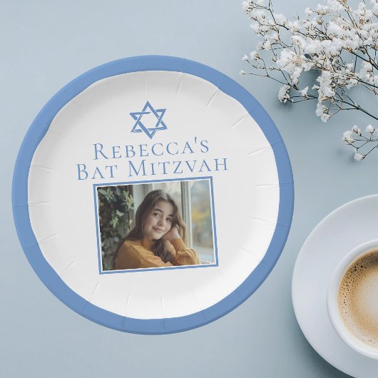 Assiettes En Carton Photo bat mitzvah Star bleue du parti David