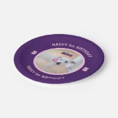 Assiettes En Carton Photo Chien chiot violet et rose Anniversaire 5 (Angle)