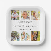 Assiettes En Carton Photo collage blanc fête d'anniversaire (Recto)