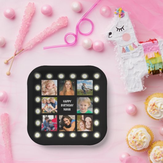 Assiettes En Carton Photo Collage noir et blanc Plaque de papier perso (Fête)