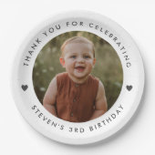 Assiettes En Carton Photo d'anniversaire du Merci (Devant)