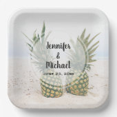 Assiettes En Carton Photo de 2 ananas lors d'un mariage sur la plage (Recto)