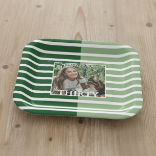 Assiettes En Carton Photo de 30e anniversaire rayé minimaliste moderne