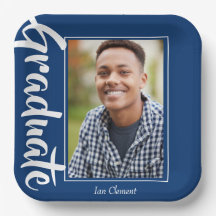 Photo de diplômé bleu personnalisé pour fête