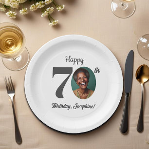 Assiettes En Carton Photo de fête d'anniversaire 70 ans audacieuse