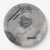 Assiettes En Carton Photo de Graduate | Félicitations | Nom et année (Devant)