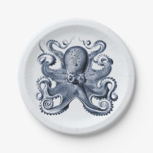 Assiettes En Carton Photo de la marine Blue Octopus par Ernst Haeckel