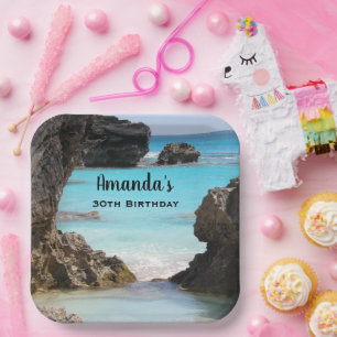 Assiettes En Carton Photo de l'anniversaire de Tropical Island Coast &