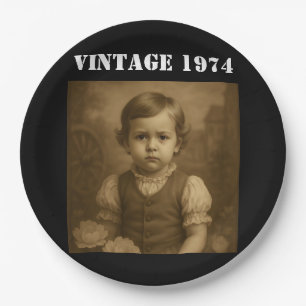 Assiettes En Carton Photo de l'enfance personnalisée et année vintage