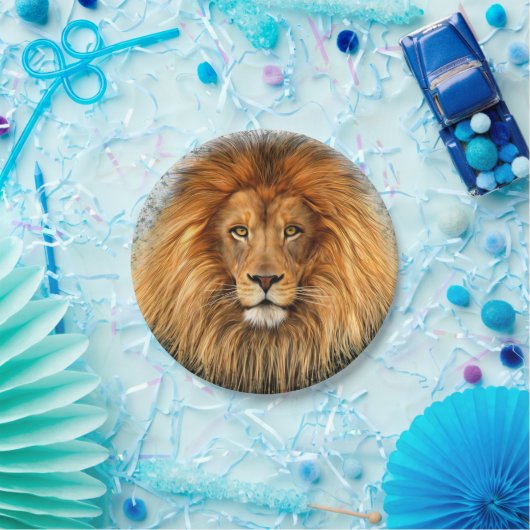 Assiettes En Carton Photo de lion Peinture image (Fête)