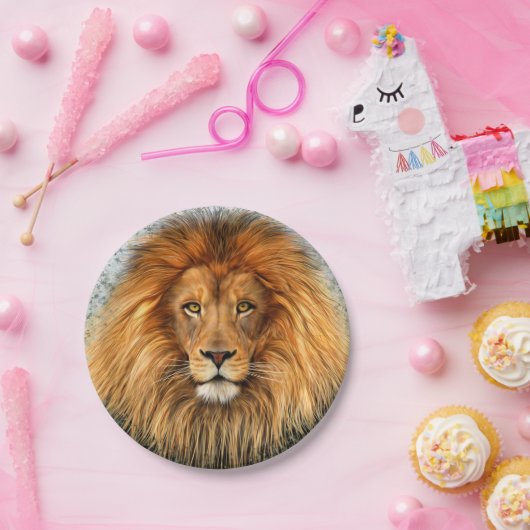 Assiettes En Carton Photo de lion Peinture image (Fête)