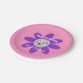 Assiettes En Carton Photo de mignon Chien en violet et rose (Angle)