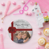 Assiettes En Carton Photo de Noël Red Ribbon Bow (Fête)