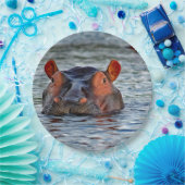 Assiettes En Carton Photo d'eau d'Hippo Faune (Fête)