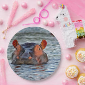 Assiettes En Carton Photo d'eau d'Hippo Faune (Fête)
