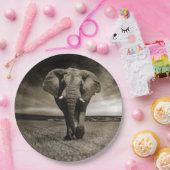 Assiettes En Carton Photo d'éléphant Bull de la faune (Fête)