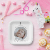 Assiettes En Carton Photo du baptême (Fête)