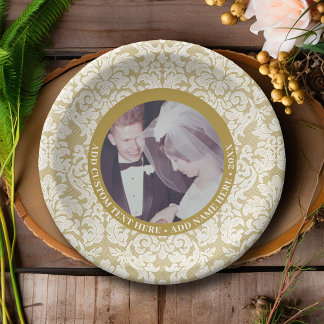 Assiettes En Carton Photo et dentelle pour 50e anniversaire de mariage