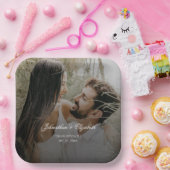 Assiettes En Carton Photo moderne avec Mariage de recouvrement noir (Fête)