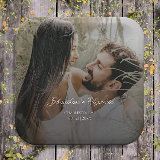 Assiettes En Carton Photo moderne avec Mariage de recouvrement noir