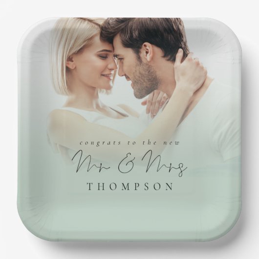 Assiettes En Carton Photo Overlay Félicitations Nouveau M. Mme Sage (Recto)
