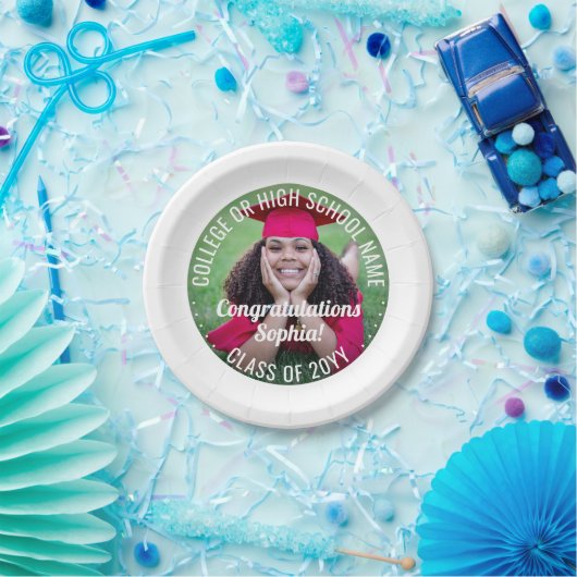 Assiettes En Carton Photo Overlay Moderne Félicitations Diplôme (Fête)