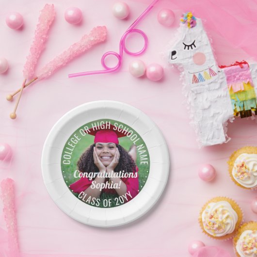 Assiettes En Carton Photo Overlay Moderne Félicitations Diplôme (Fête)