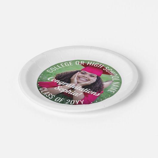 Assiettes En Carton Photo Overlay Moderne Félicitations Diplôme (Angle)