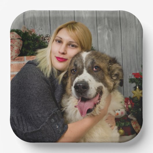 Assiettes En Carton Photo personnalisée Moderne (Recto)