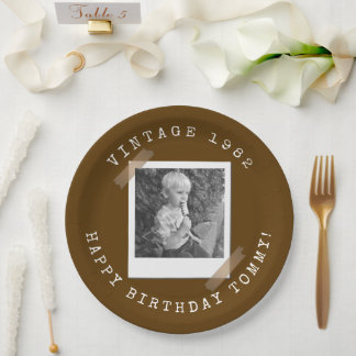 Assiettes En Carton Photo Polaroid Vintage Birthday Brown