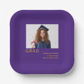 Assiettes En Carton Photo simple 2022 Graduation Purple Yellow (Recto)