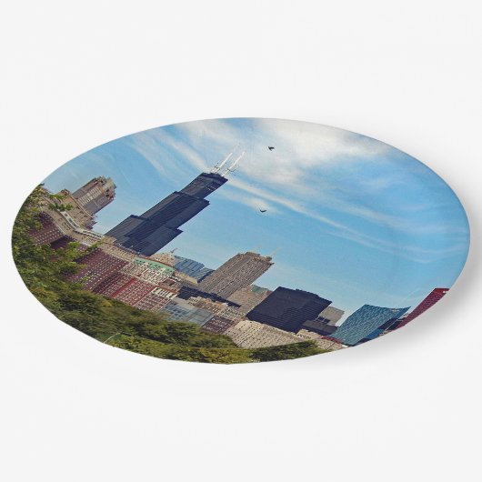 Assiettes En Carton Photo Skyline de Chicago City (Angle)