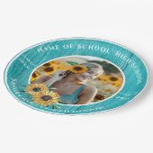 Assiettes En Carton Photo Turquoise Tournesol Jaune Graduation (Angle)