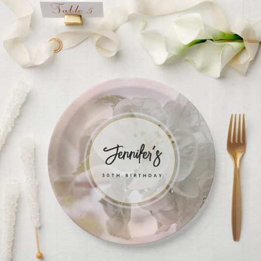 Assiettes En Carton Photo White Apple Blossom Anniversaire (Mariage)