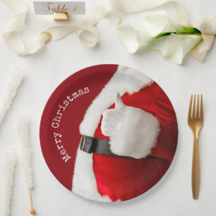 Assiettes En Carton Photographie de Père Noël Vintage Texte de Machine