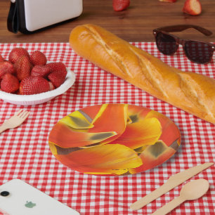 Assiettes En Carton Photographie orange vibrante de pétales de tulipe
