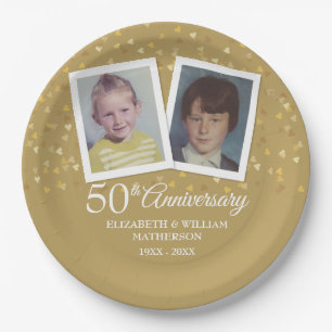Assiettes En Carton Photos d'enfance pour anniversaire de mariage en o
