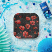 Assiettes En Carton Photos rouges en noir (Fête)