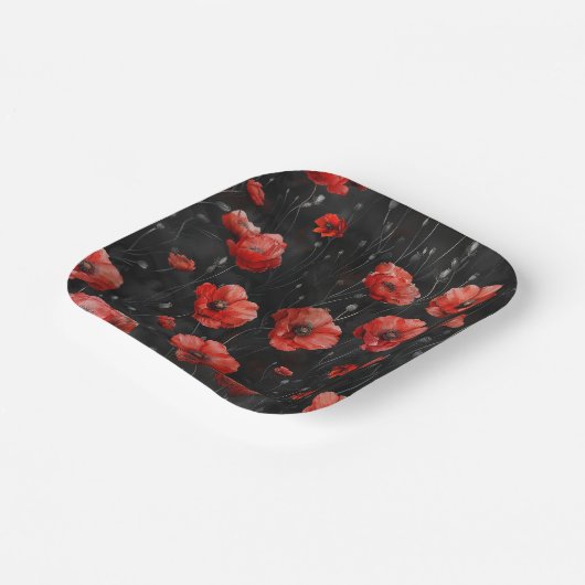 Assiettes En Carton Photos rouges en noir (Angulaire)