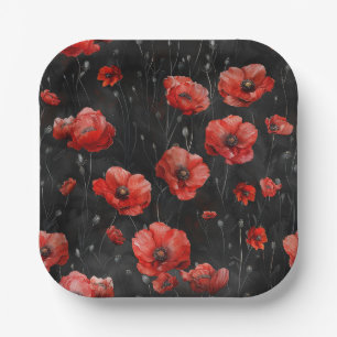 Assiettes En Carton Photos rouges en noir