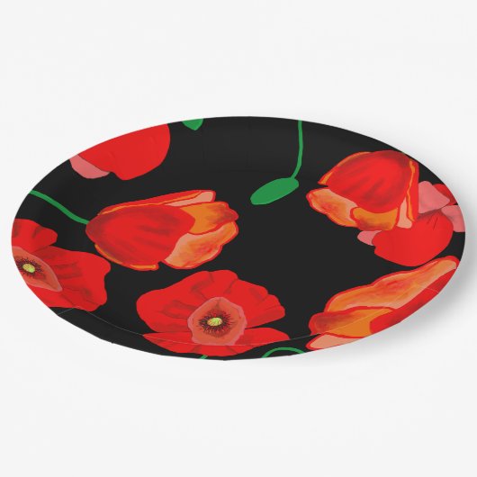 Assiettes En Carton Photos rouges sur arrière - plan noir (Angle)