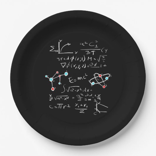 Assiettes En Carton Physique Math Formule Professeur Atomes et Mol (Devant)