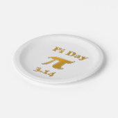Assiettes En Carton Pi Day Gold en blanc (Angle)