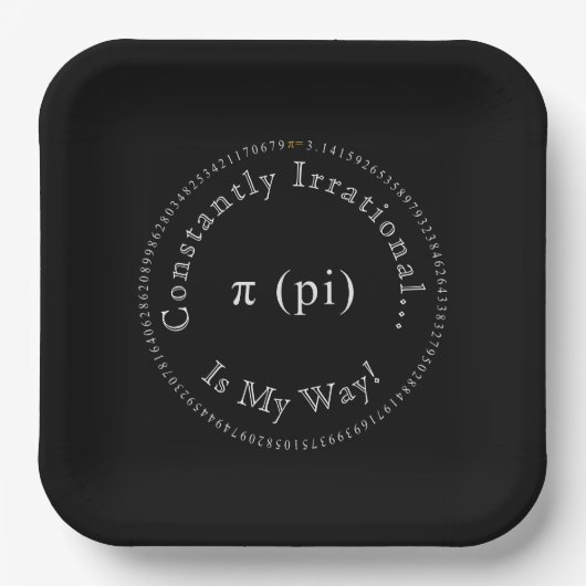 Assiettes En Carton Pi, L'Irrationnel Mathématique Constant Amusant (Recto)